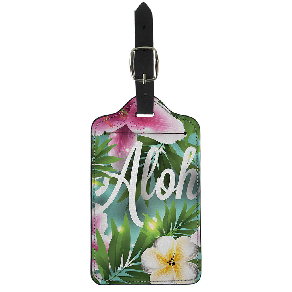 Aloha Hawaiian Flower Print Luggage Tag