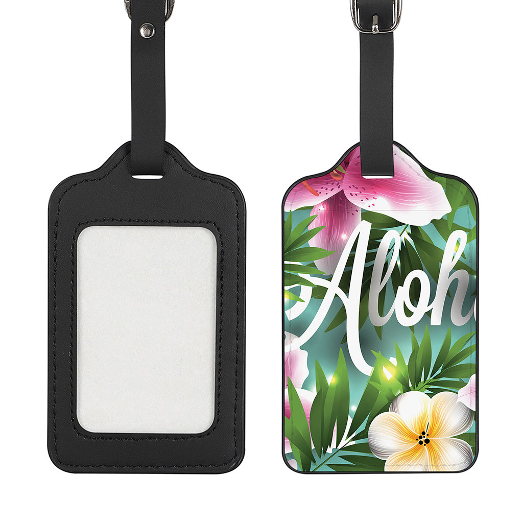 Aloha Hawaiian Flower Print Luggage Tag