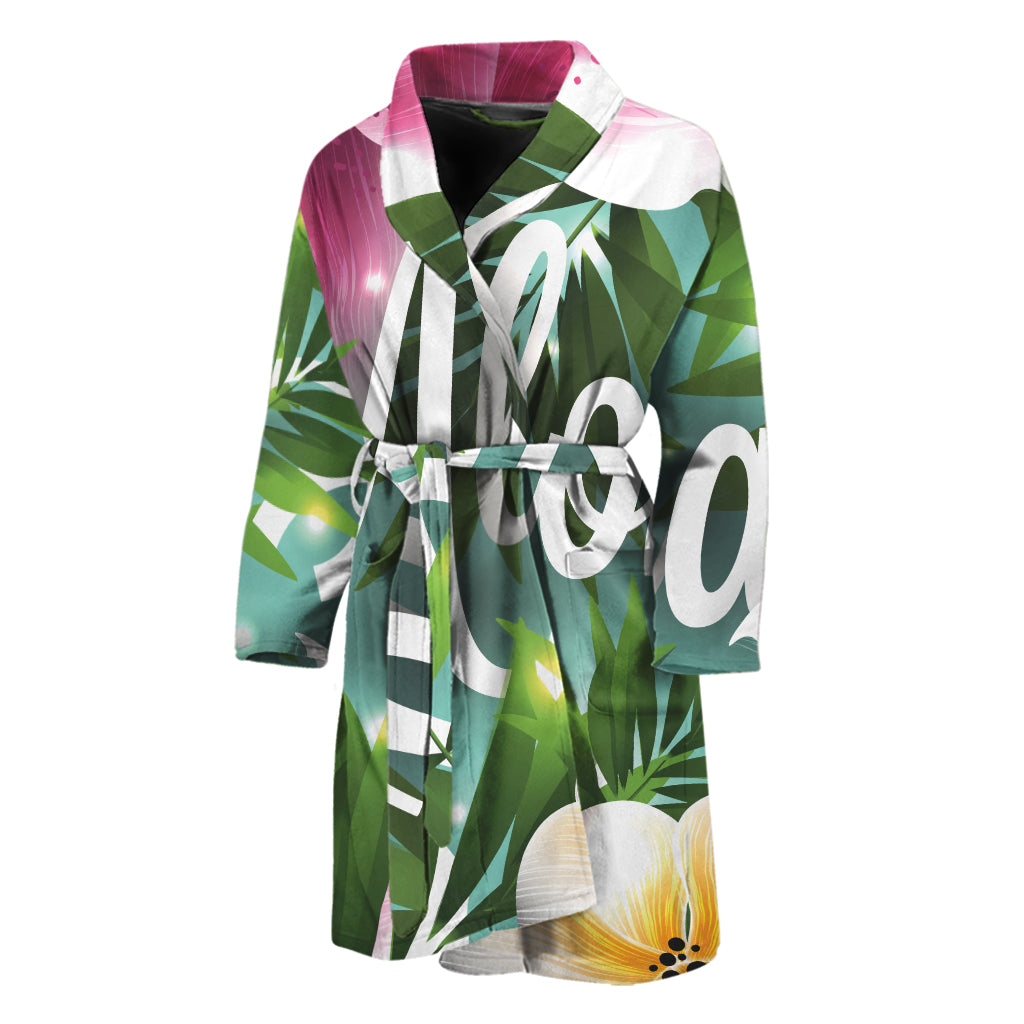 Aloha Hawaiian Flower Print Men's Bathrobe