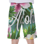 Aloha Hawaiian Flower Print Men's Beach Shorts