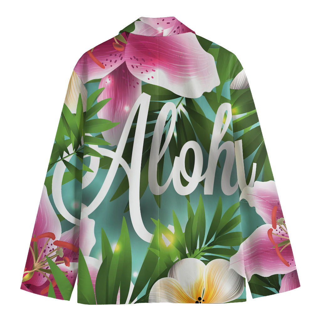 Aloha Hawaiian Flower Print Men's Cotton Blazer