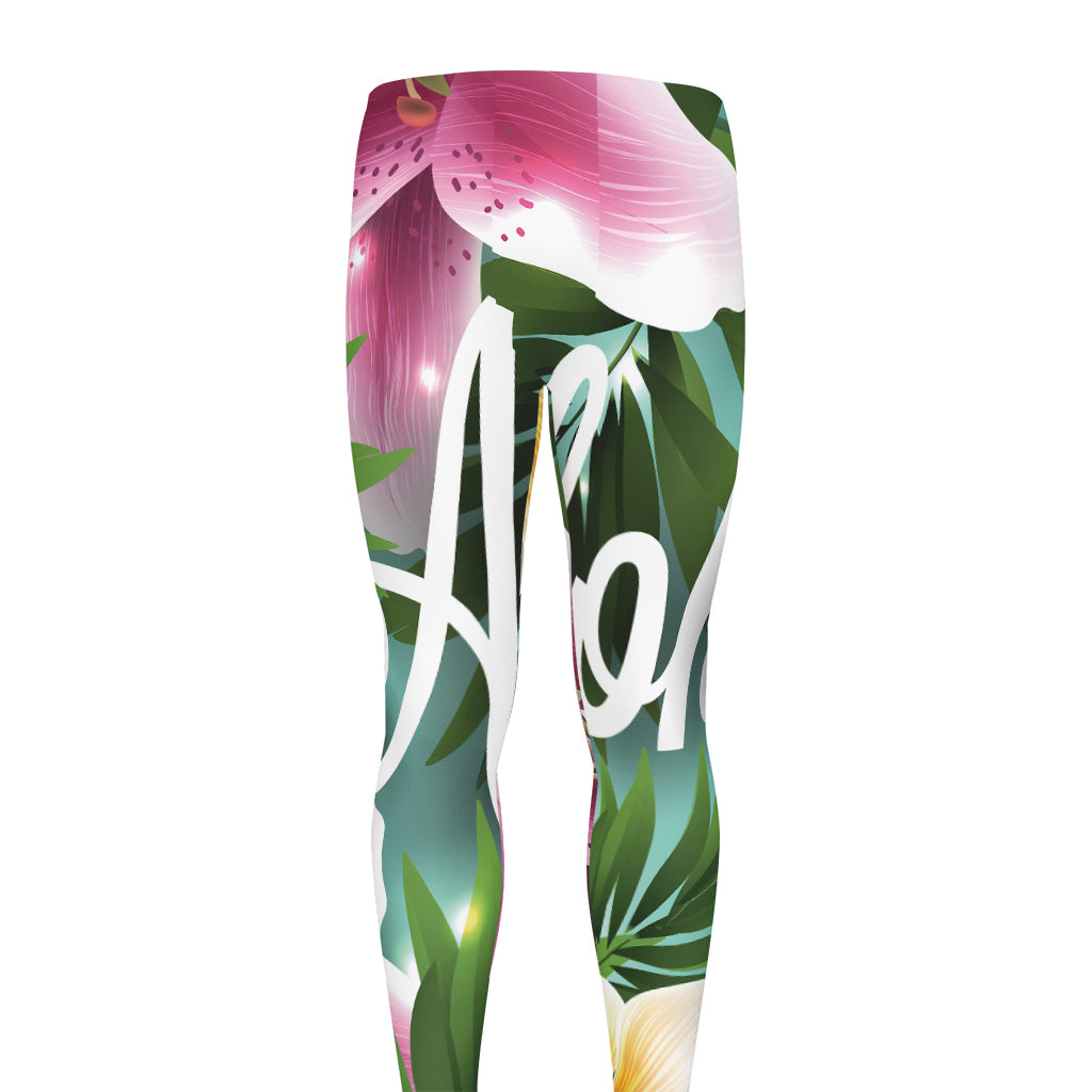 Aloha Hawaiian Flower Print Men's leggings