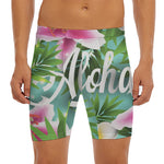 Aloha Hawaiian Flower Print Men's Long Boxer Briefs