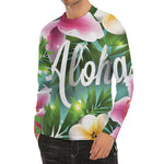 Aloha Hawaiian Flower Print Men's Long Sleeve Rash Guard
