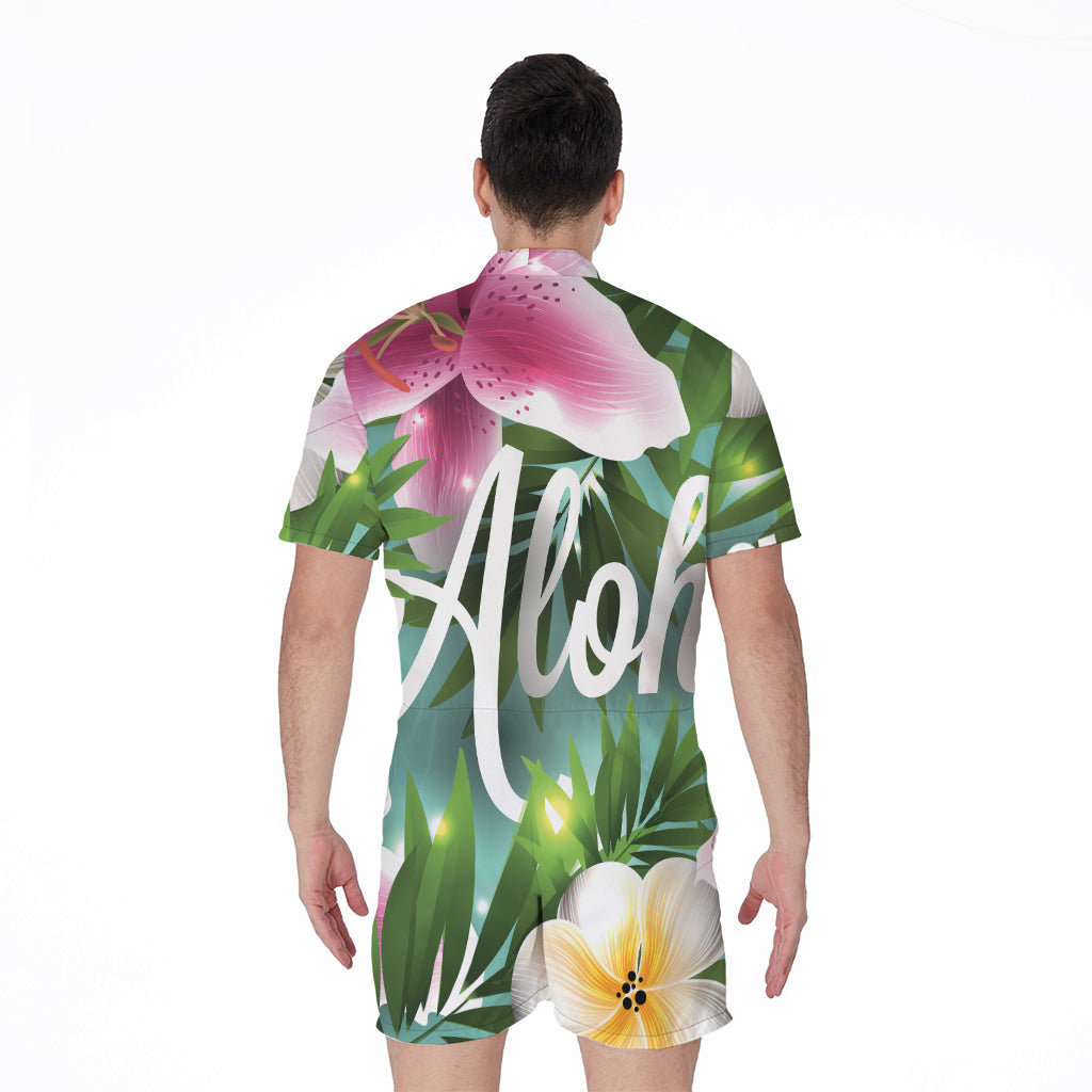 Aloha Hawaiian Flower Print Men's Rompers