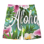 Aloha Hawaiian Flower Print Men's Swim Trunks