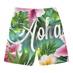 Aloha Hawaiian Flower Print Men's Swim Trunks