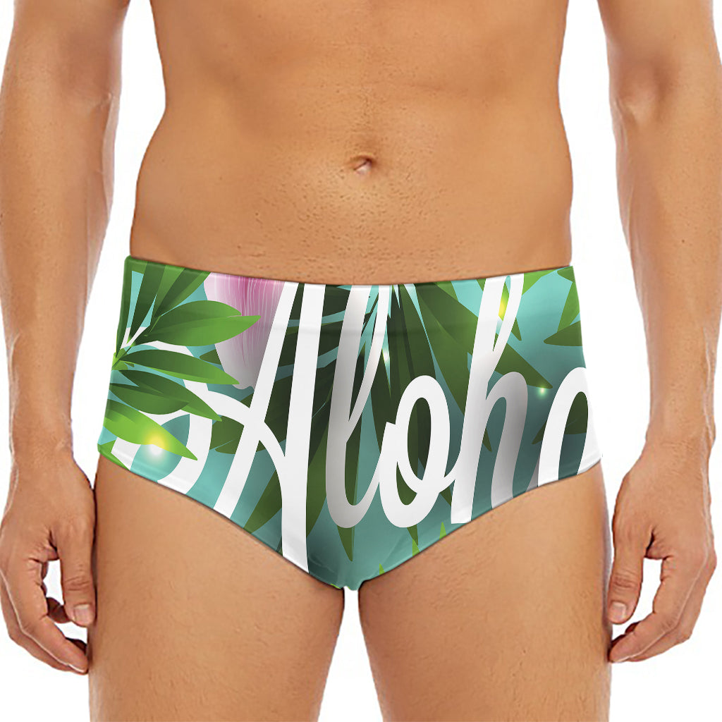 Aloha Hawaiian Flower Print Men's Triangle Swim Briefs