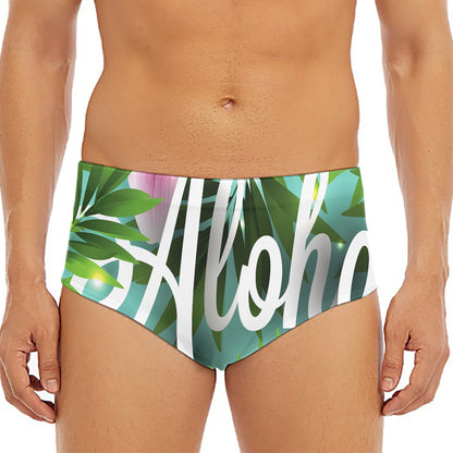 Aloha Hawaiian Flower Print Men's Triangle Swim Briefs