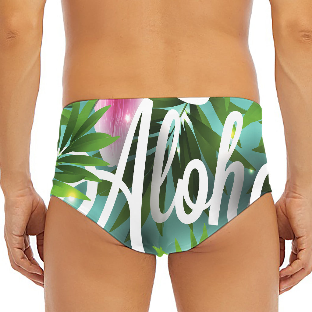 Aloha Hawaiian Flower Print Men's Triangle Swim Briefs