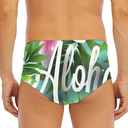 Aloha Hawaiian Flower Print Men's Triangle Swim Briefs
