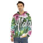 Aloha Hawaiian Flower Print Men's Velvet Pullover Hoodie