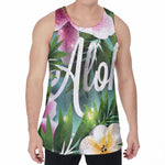 Aloha Hawaiian Flower Print Men's Velvet Tank Top