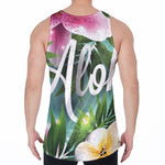 Aloha Hawaiian Flower Print Men's Velvet Tank Top