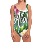 Aloha Hawaiian Flower Print One Piece Swimsuit