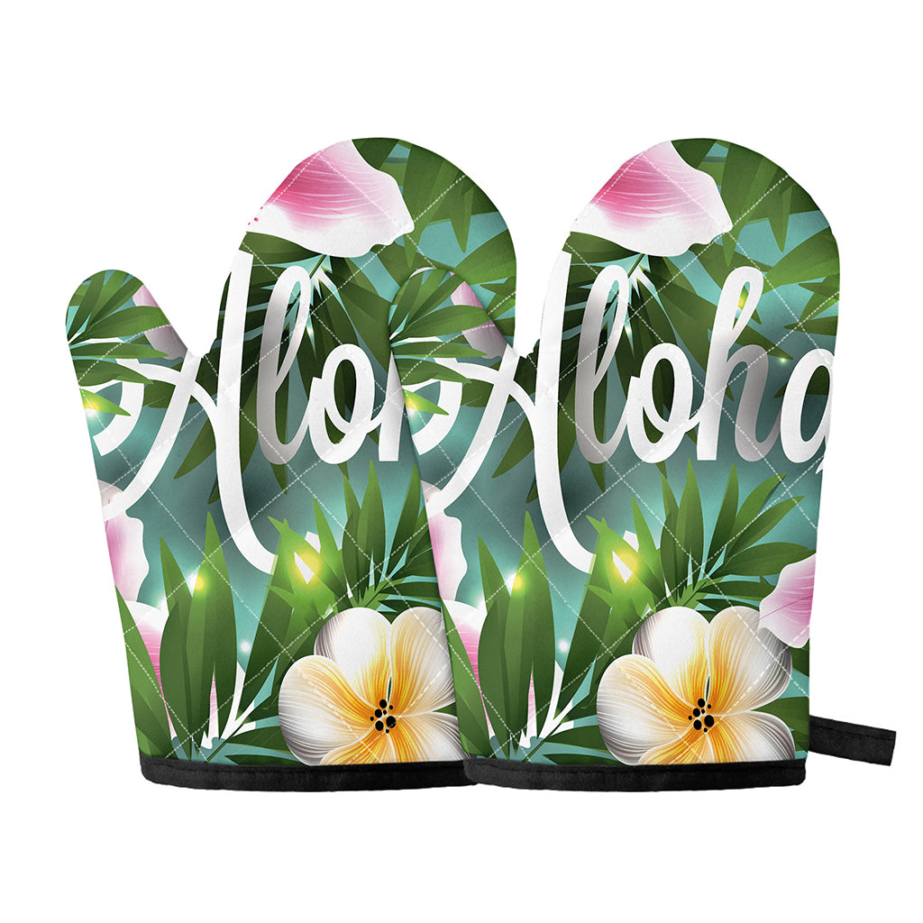 Aloha Hawaiian Flower Print Oven Mitts