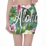 Aloha Hawaiian Flower Print Pencil Mini Skirt