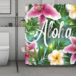 Aloha Hawaiian Flower Print Polyester Shower Curtain