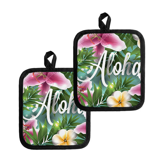 Aloha Hawaiian Flower Print Pot Holders