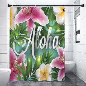 Aloha Hawaiian Flower Print Premium Shower Curtain