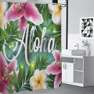 Aloha Hawaiian Flower Print Premium Shower Curtain