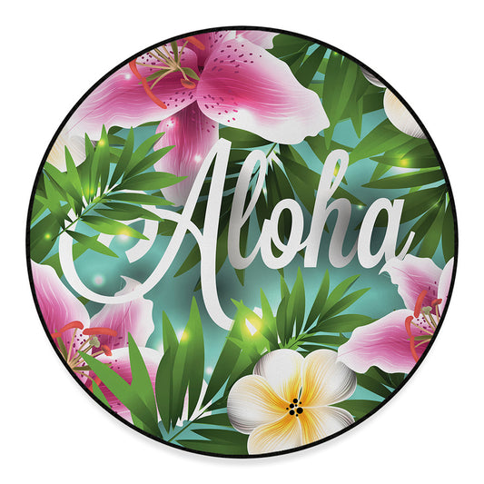 Aloha Hawaiian Flower Print Round Floor Mat