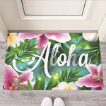 Aloha Hawaiian Flower Print Rubber Doormat