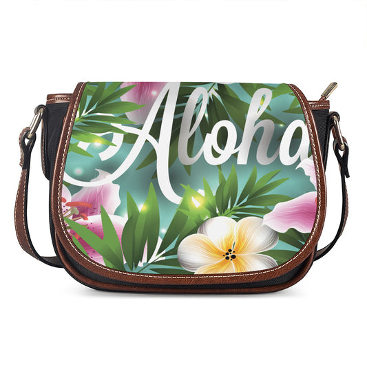 Aloha Hawaiian Flower Print Saddle Bag