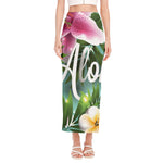 Aloha Hawaiian Flower Print Side Slit Maxi Skirt