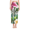 Aloha Hawaiian Flower Print Side Slit Maxi Skirt