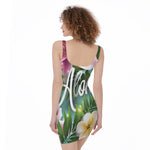 Aloha Hawaiian Flower Print Sleeveless Bodycon Dress