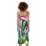 Aloha Hawaiian Flower Print Slim Fit Midi Cami Dress