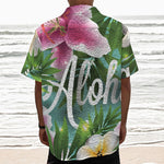 Aloha Hawaiian Flower Print Textured Short Sleeve Shirt