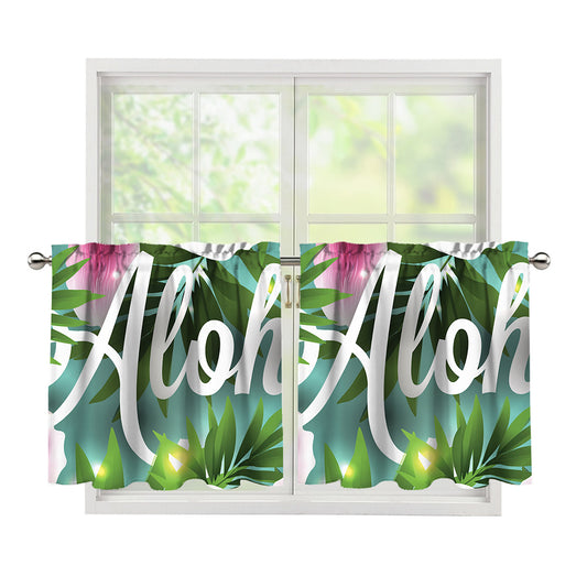 Aloha Hawaiian Flower Print Tier Curtains