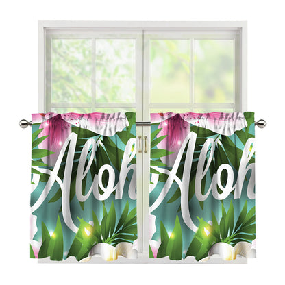 Aloha Hawaiian Flower Print Tier Curtains