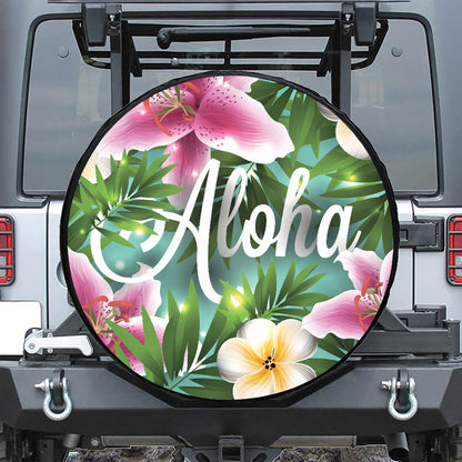 Aloha Hawaiian Flower Print Tire Cover