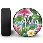 Aloha Hawaiian Flower Print Tire Cover With Camera Hole