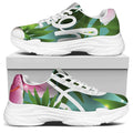 Aloha Hawaiian Flower Print White Chunky Shoes