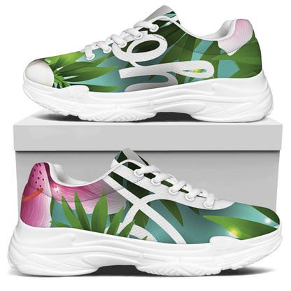 Aloha Hawaiian Flower Print White Chunky Shoes