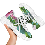Aloha Hawaiian Flower Print White Chunky Shoes