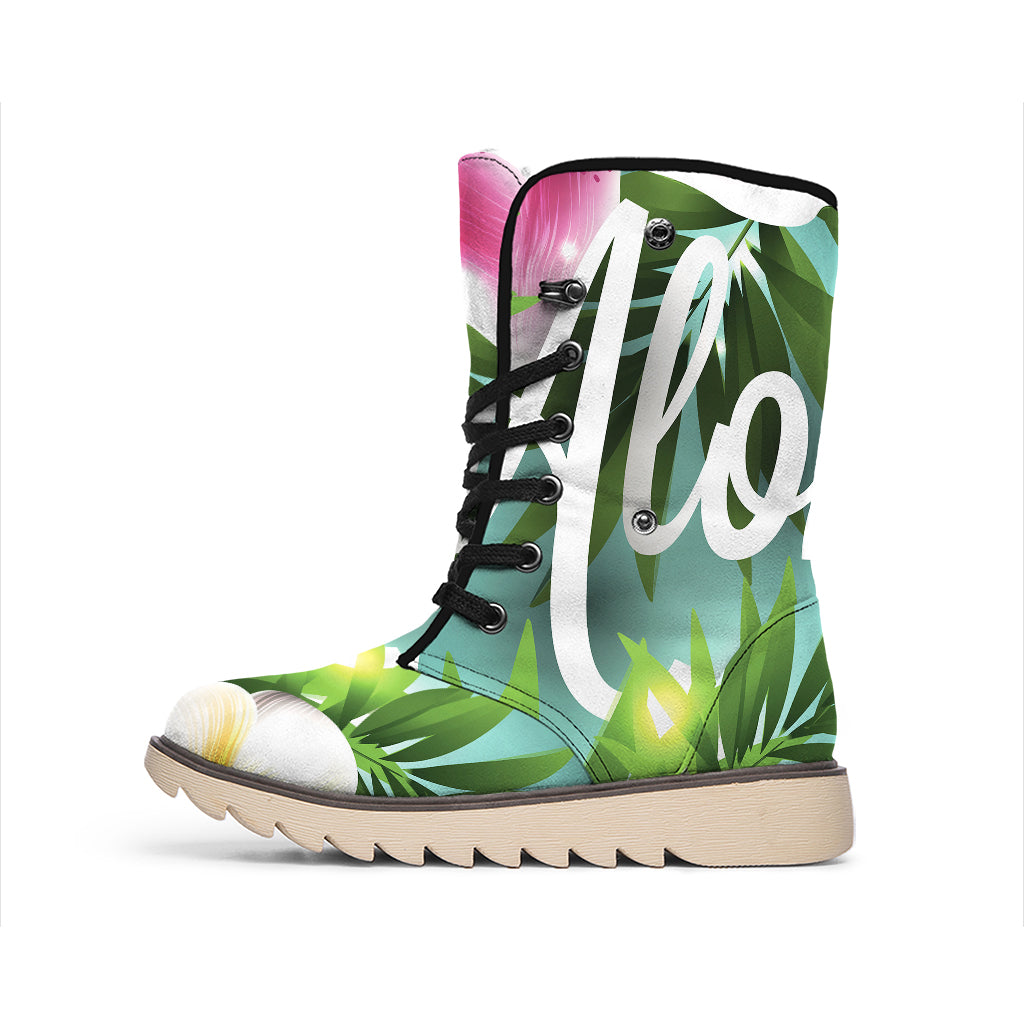 Aloha Hawaiian Flower Print Winter Boots