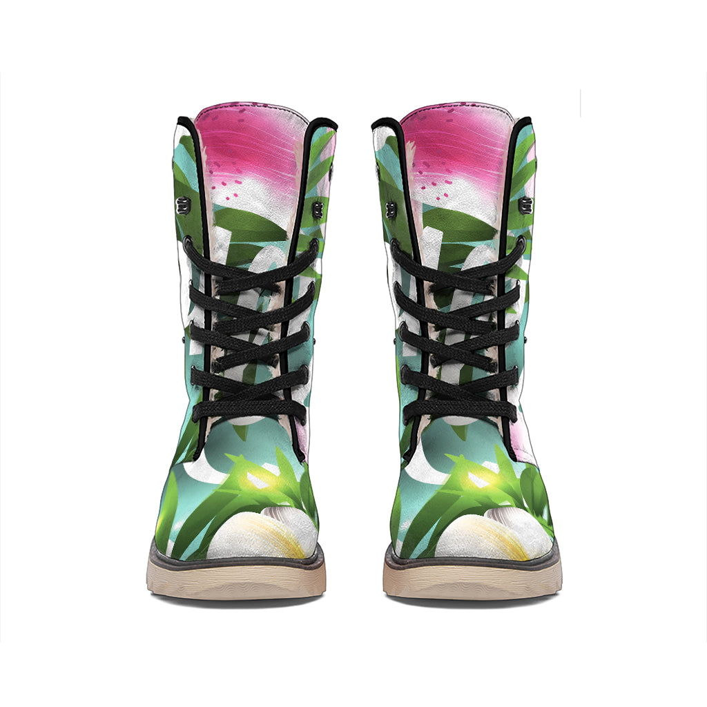 Aloha Hawaiian Flower Print Winter Boots