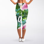 Aloha Hawaiian Flower Print Women's Capri Leggings