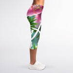 Aloha Hawaiian Flower Print Women's Capri Leggings