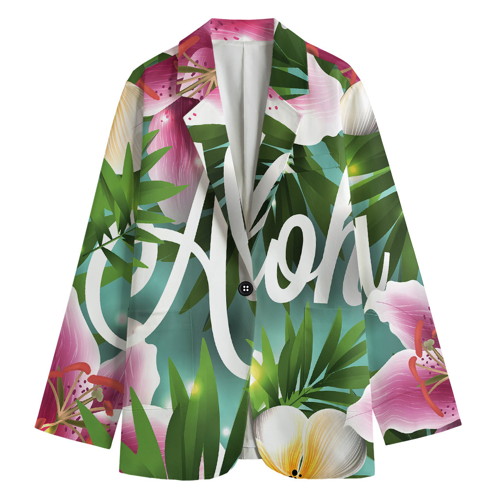 Aloha Hawaiian Flower Print Women's Cotton Blazer
