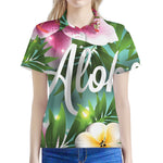 Aloha Hawaiian Flower Print Women's Polo Shirt