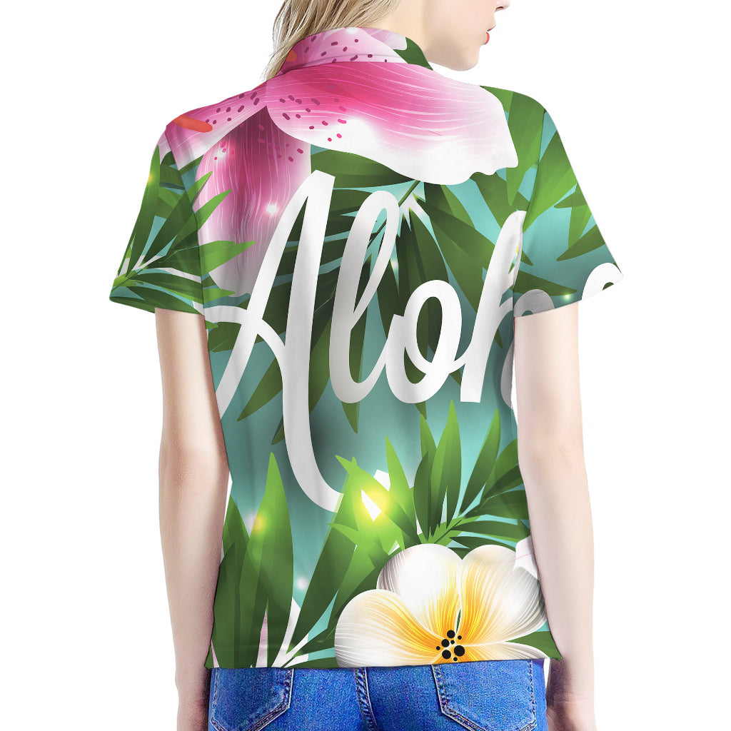 Aloha Hawaiian Flower Print Women's Polo Shirt