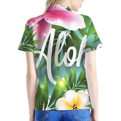 Aloha Hawaiian Flower Print Women's Polo Shirt
