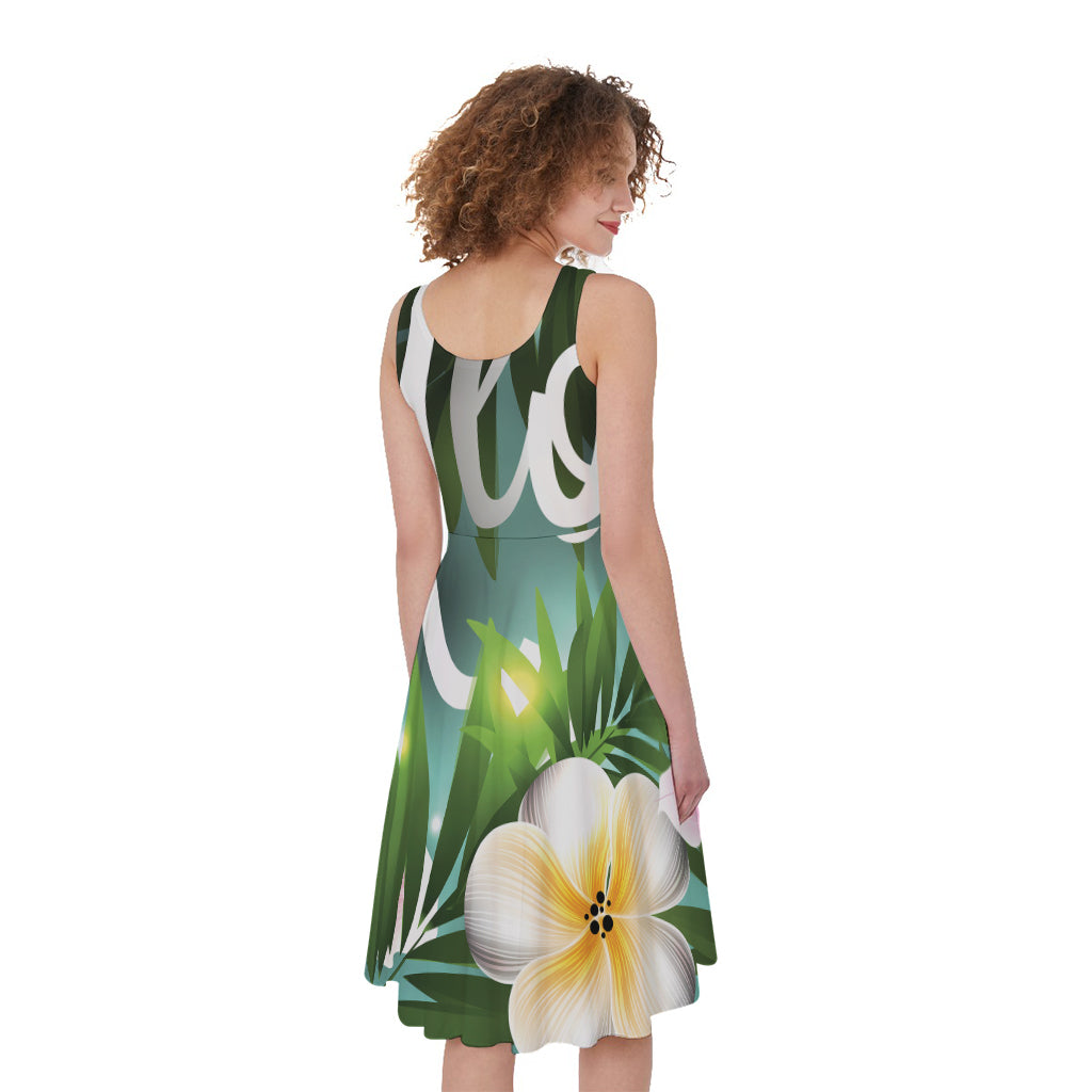 Aloha Hawaiian Flower Print Women's Sleeveless Dress
