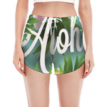 Aloha Hawaiian Flower Print Women's Split Running Shorts